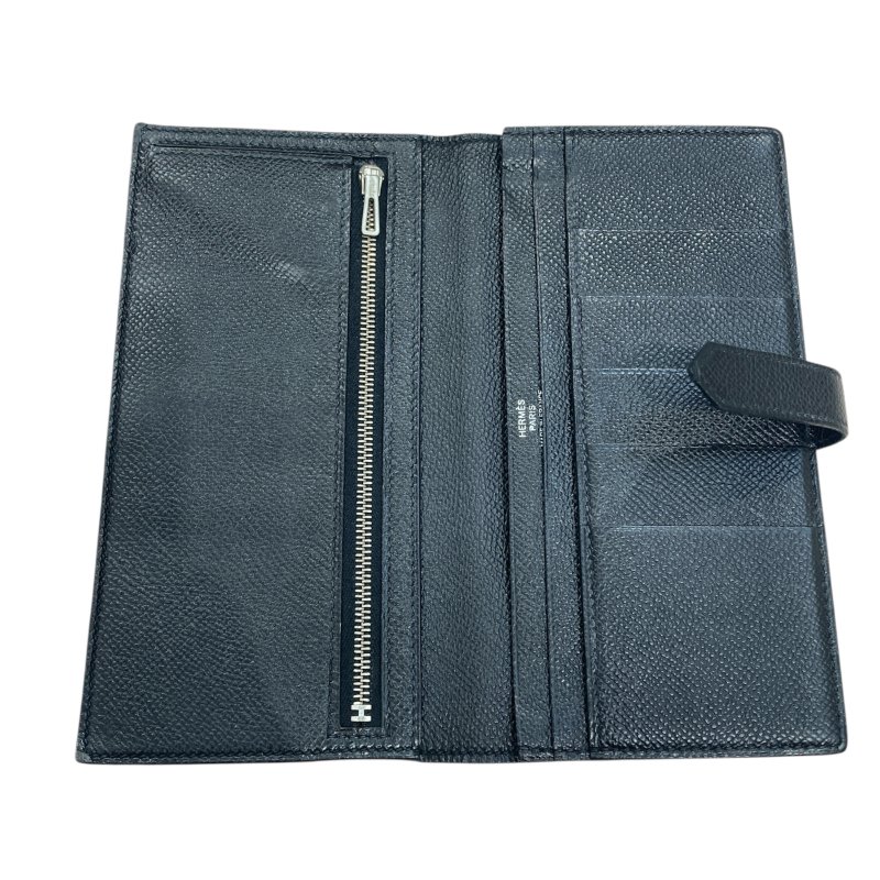 HERMES BEARN H釦長夾 EPSOM / 黑 / 銀扣-7