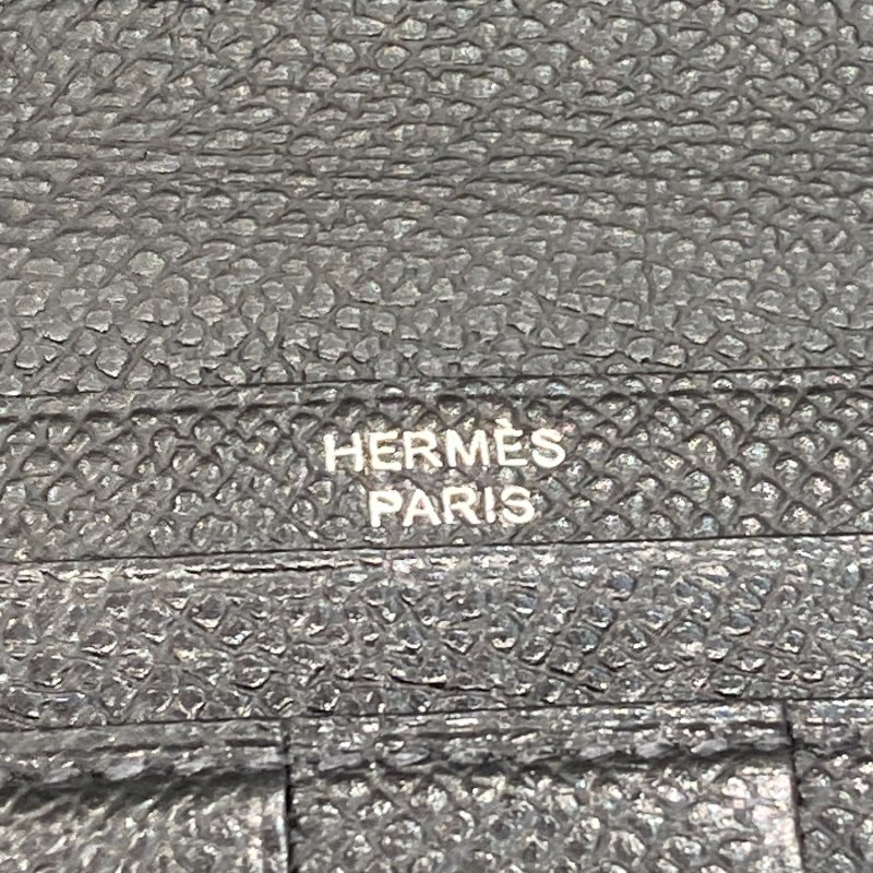 HERMES BEARN H釦長夾 EPSOM / 黑 / 銀扣-8