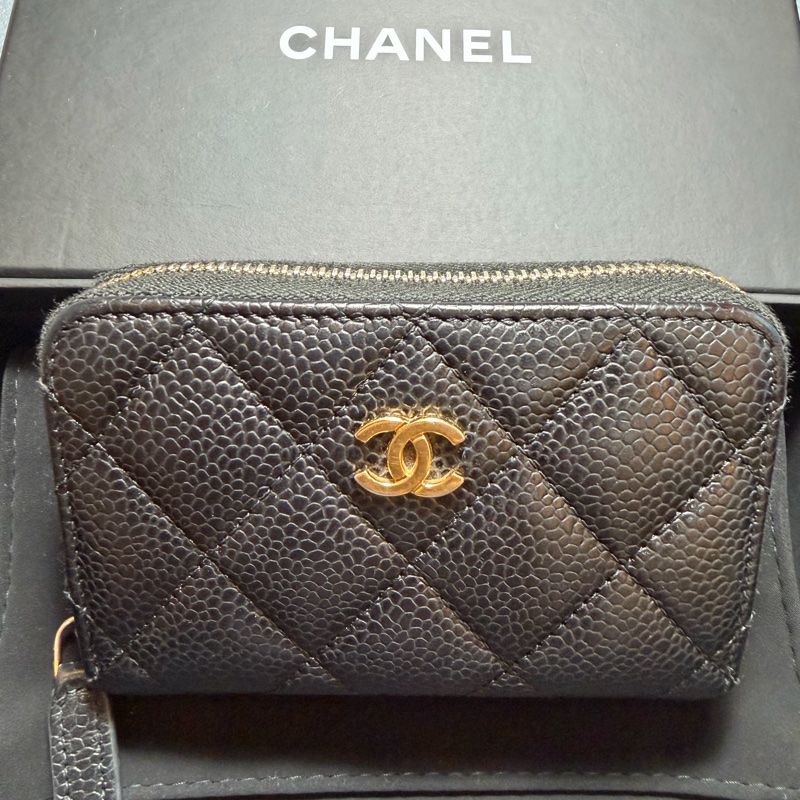 香奈兒 Chanel 三層卡夾 黑金牛皮-10