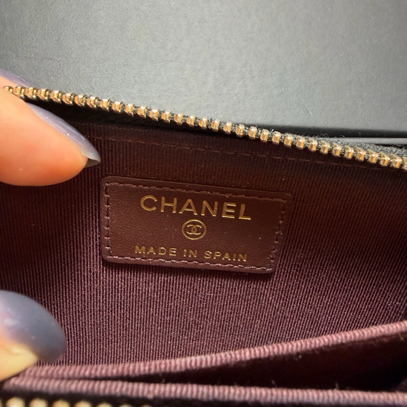 香奈兒 Chanel 三層卡夾 黑金牛皮-16