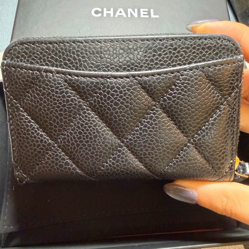 香奈兒 Chanel 三層卡夾 黑金牛皮-19