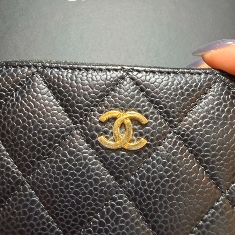 香奈兒 Chanel 三層卡夾 黑金牛皮-24