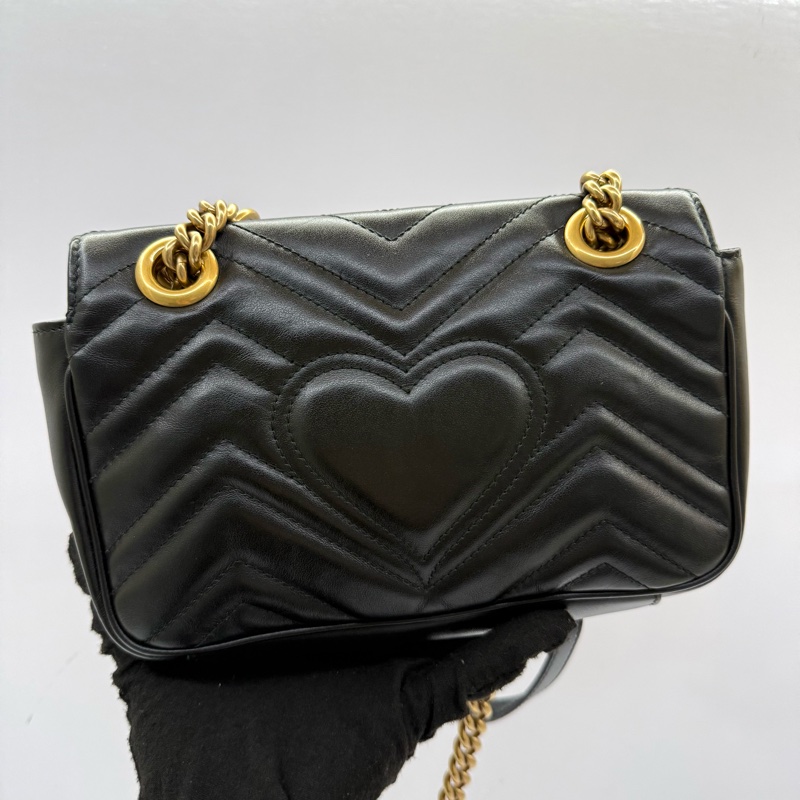 GUCCI 古馳 黑色GG MARMONT 肩背斜背包 446744-1