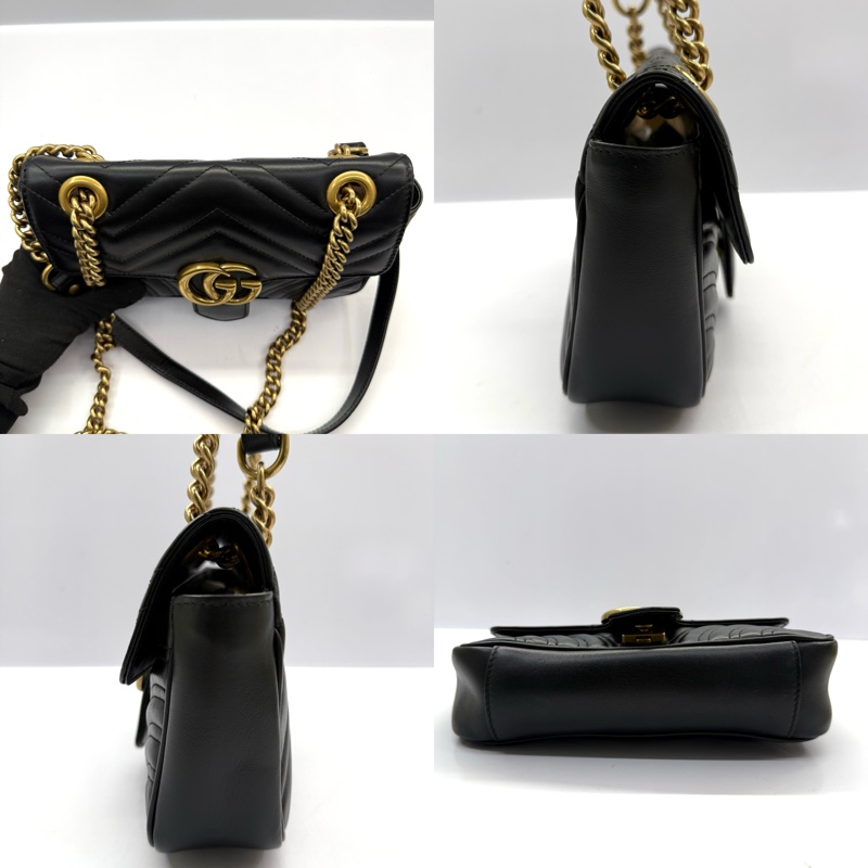 GUCCI 古馳 黑色GG MARMONT 肩背斜背包 446744-3