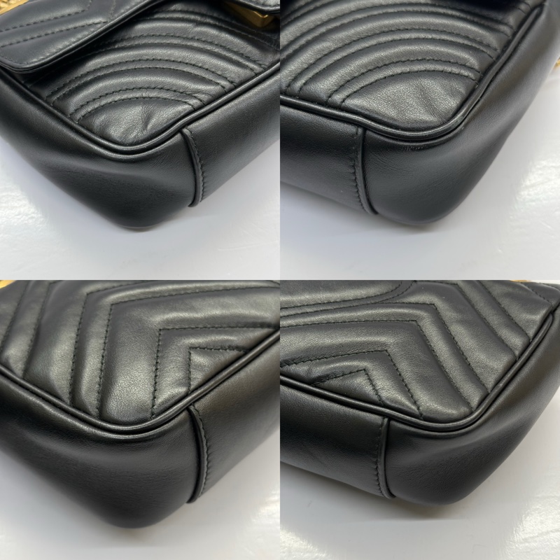 GUCCI 古馳 黑色GG MARMONT 肩背斜背包 446744-4