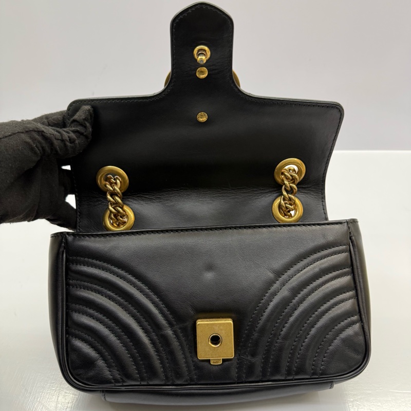 GUCCI 古馳 黑色GG MARMONT 肩背斜背包 446744-5