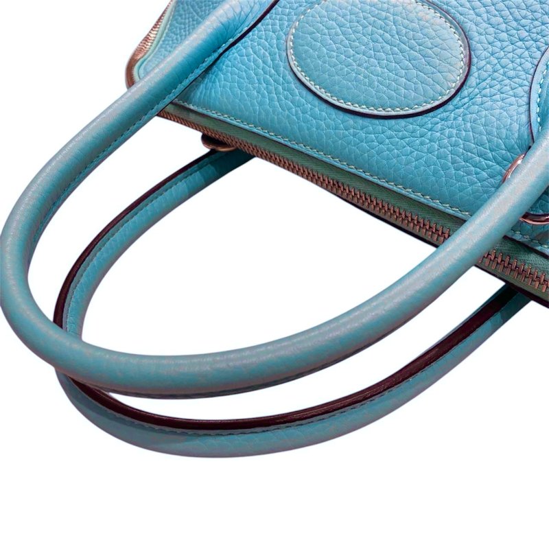 HERMES (愛馬仕) BOLIDE 31 TOGO 牛皮 藍色 銀釦-11