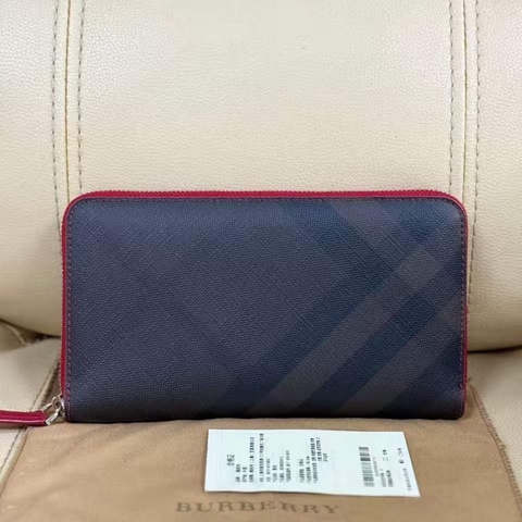 全新Burberry格紋男士手拿包 大號 煙薰格紋