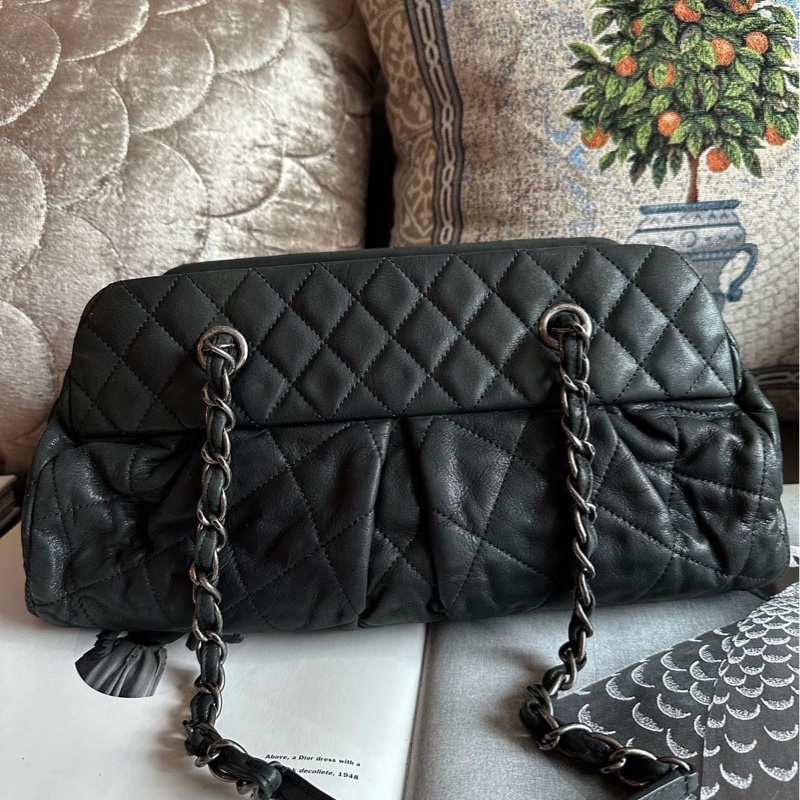 香奈兒包 鏈條包 有專櫃發票 保齡球包 肩背包 腋下包 斜背包 香奈兒 中古包 二手包 Chanel East-West chain shoulder bag with receipt-3