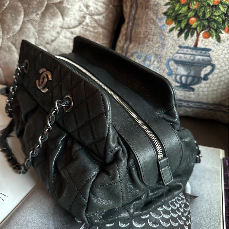 香奈兒包 鏈條包 有專櫃發票 保齡球包 肩背包 腋下包 斜背包 香奈兒 中古包 二手包 Chanel East-West chain shoulder bag with receipt-19