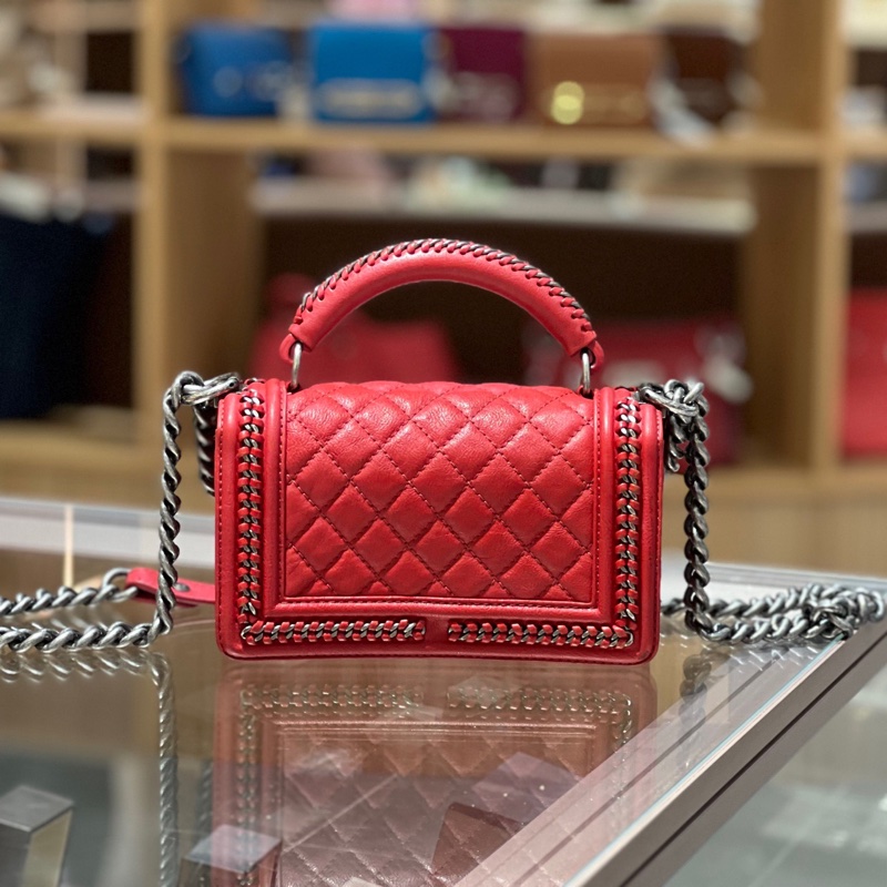 Chanel香奈儿红银小号Leboy宫廷-1