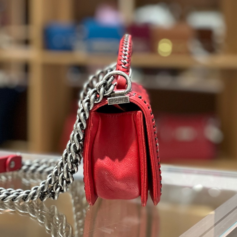 Chanel香奈儿红银小号Leboy宫廷-2