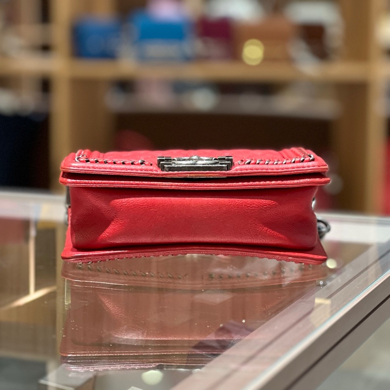 Chanel香奈儿红银小号Leboy宫廷-3