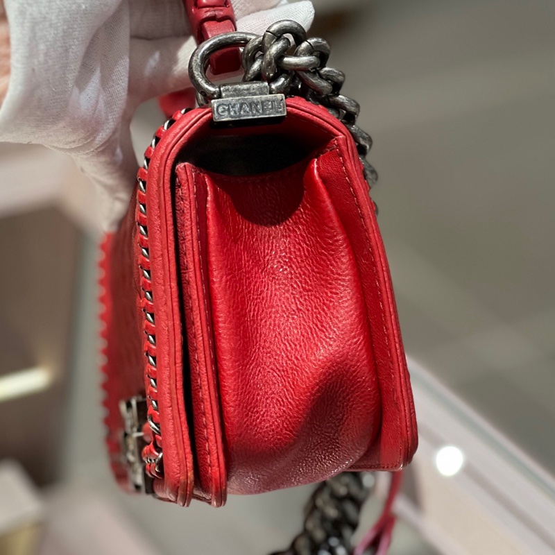 Chanel香奈儿红银小号Leboy宫廷-4