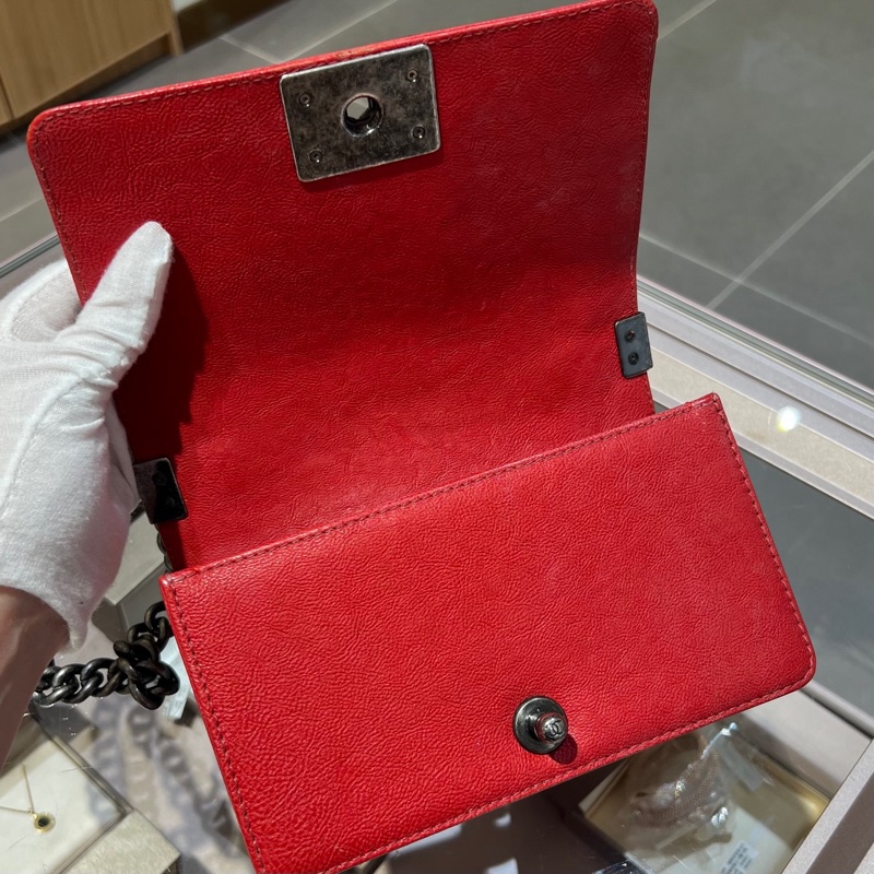 Chanel香奈儿红银小号Leboy宫廷-5