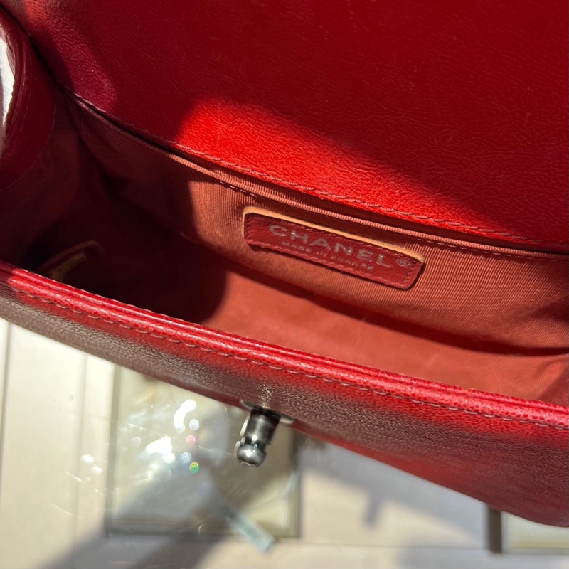 Chanel香奈儿红银小号Leboy宫廷-7