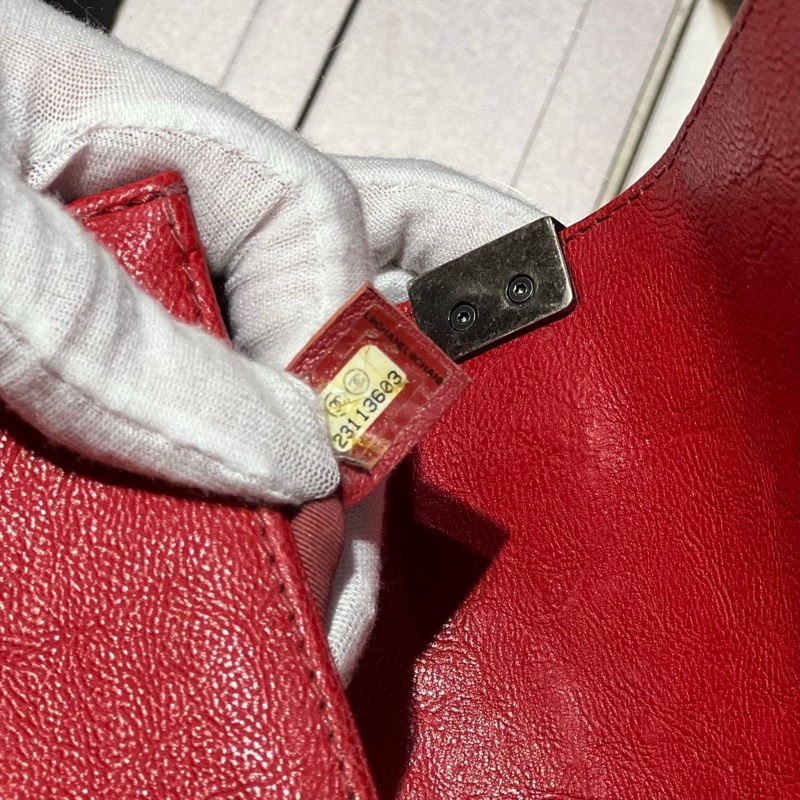 Chanel香奈儿红银小号Leboy宫廷-8