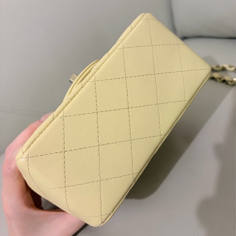 香奈兒羊皮方胖子小雞黃色 （晶片款）Chanel Mini Square （Chip)-3