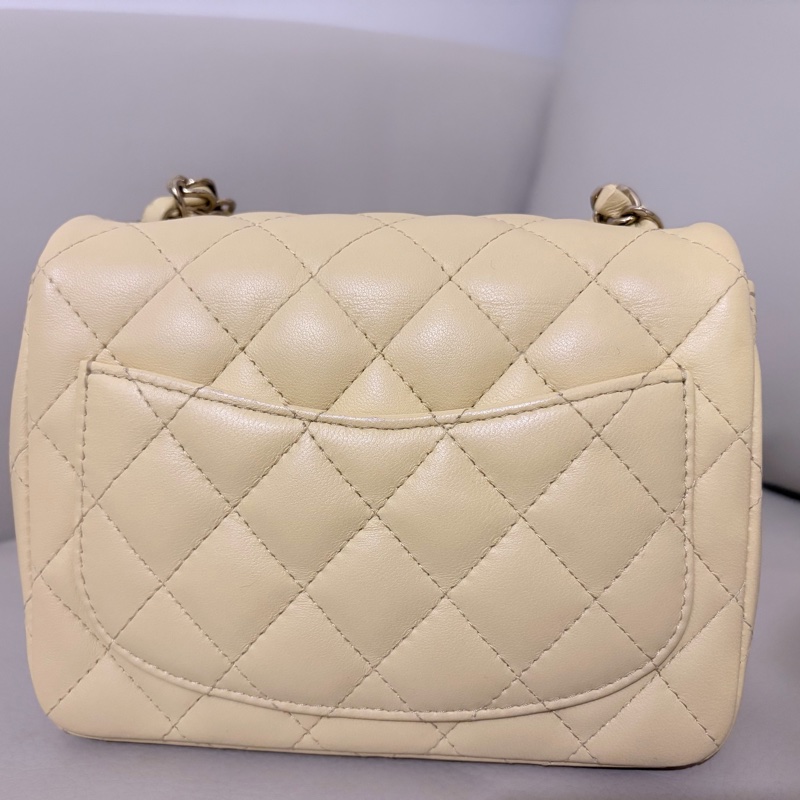 香奈兒羊皮方胖子小雞黃色 （晶片款）Chanel Mini Square （Chip)-4