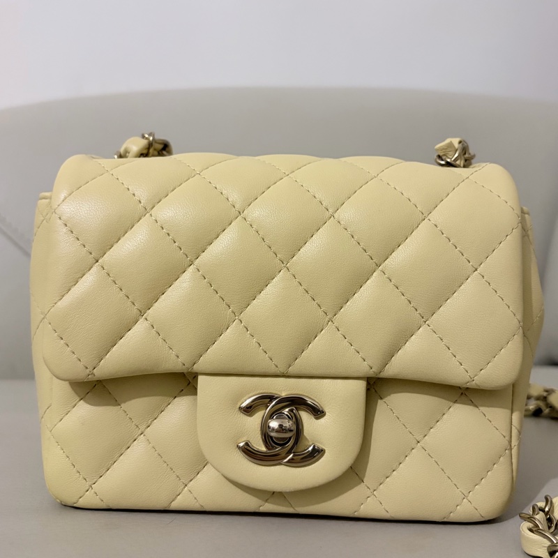 香奈兒羊皮方胖子小雞黃色 （晶片款）Chanel Mini Square （Chip)-5