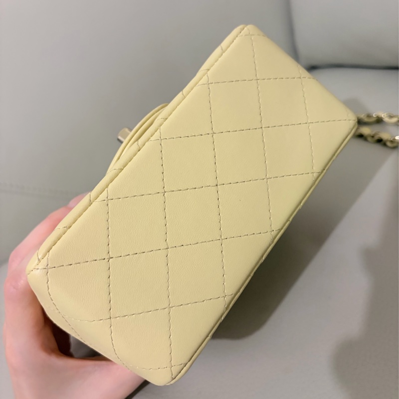 香奈兒羊皮方胖子小雞黃色 （晶片款）Chanel Mini Square （Chip)-7