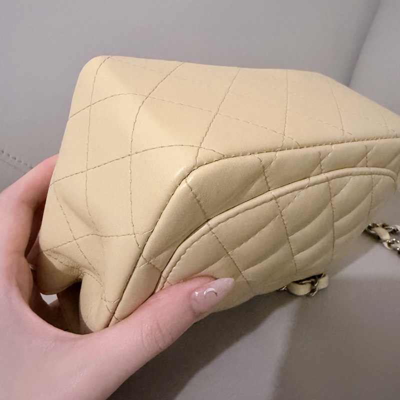 香奈兒羊皮方胖子小雞黃色 （晶片款）Chanel Mini Square （Chip)-9