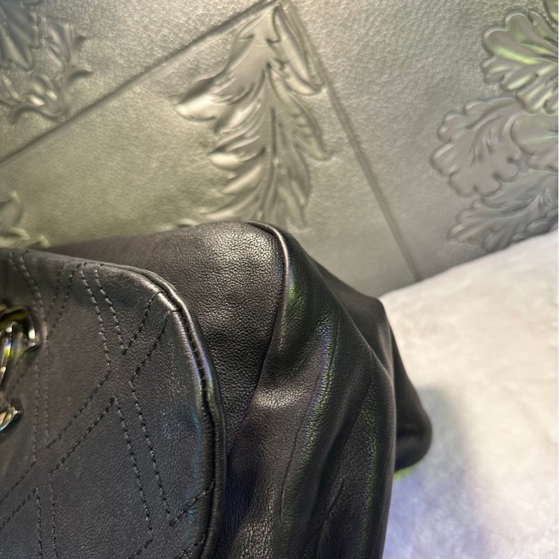 香奈兒單蓋包 黑色菱格紋 大CC Logo鍊條包 鏈條包 肩背包 腋下包 香奈兒 黑色牛皮 中古包 二手包 chanel black calf leather flap chain bag phw-14