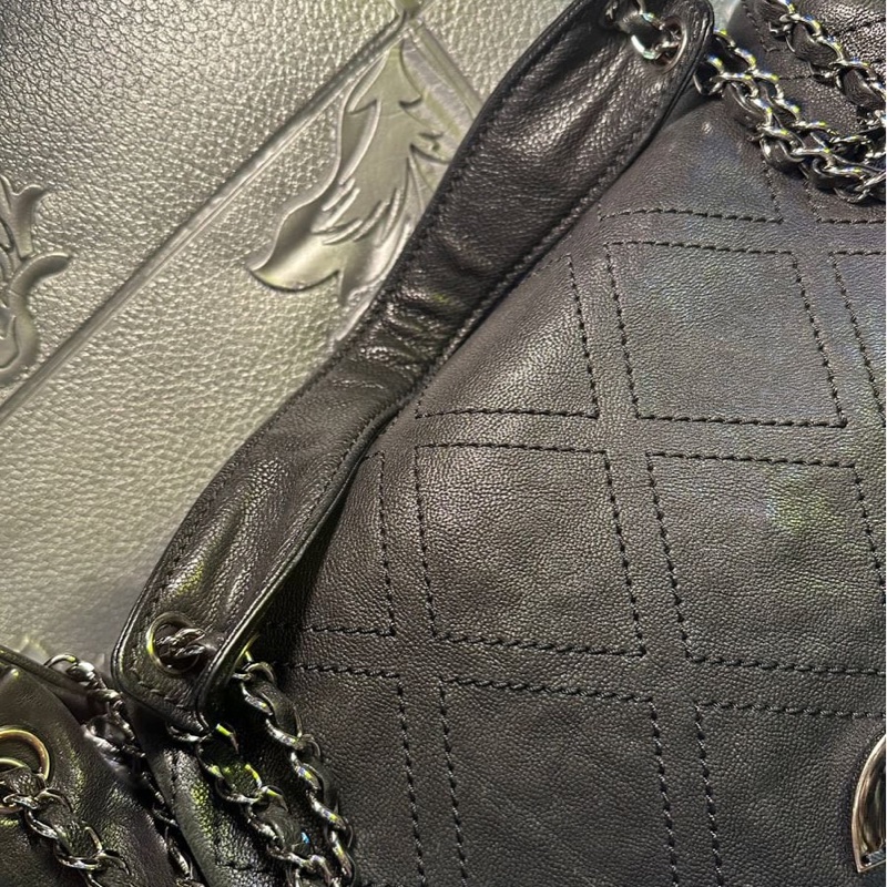 香奈兒單蓋包 黑色菱格紋 大CC Logo鍊條包 鏈條包 肩背包 腋下包 香奈兒 黑色牛皮 中古包 二手包 chanel black calf leather flap chain bag phw-18