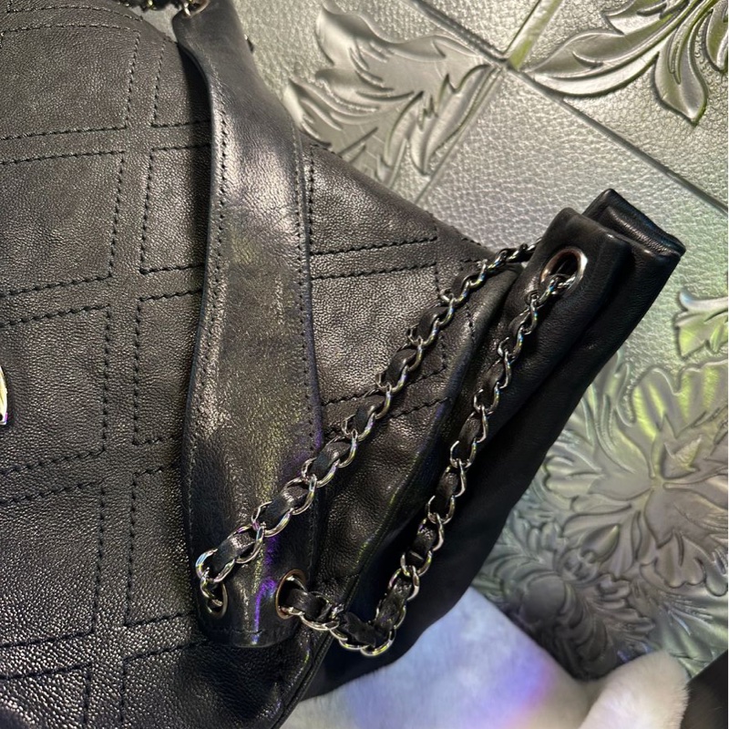 香奈兒單蓋包 黑色菱格紋 大CC Logo鍊條包 鏈條包 肩背包 腋下包 香奈兒 黑色牛皮 中古包 二手包 chanel black calf leather flap chain bag phw-20
