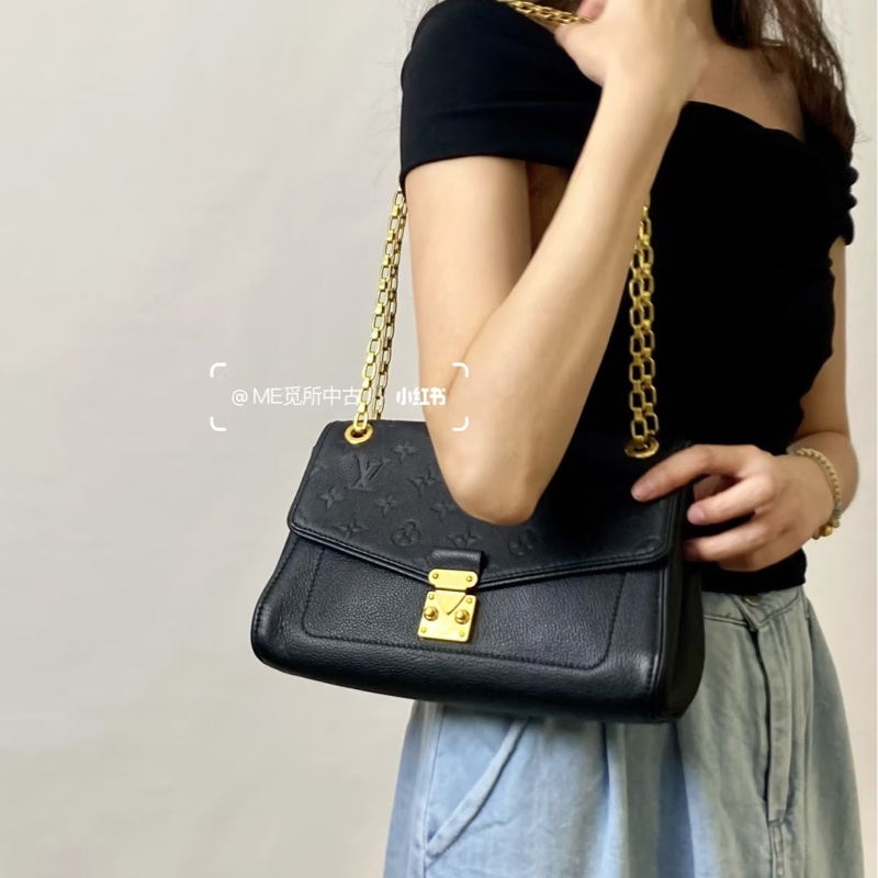 莉亞精品♡ LV germain 黑壓紋鏈條包 二手美包-1