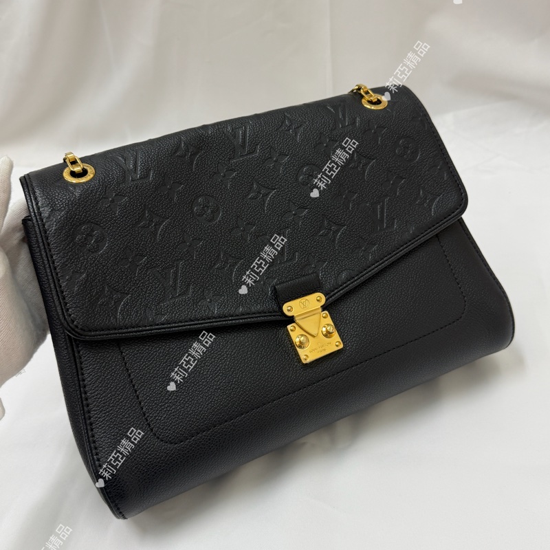 莉亞精品♡ LV germain 黑壓紋鏈條包 二手美包-2