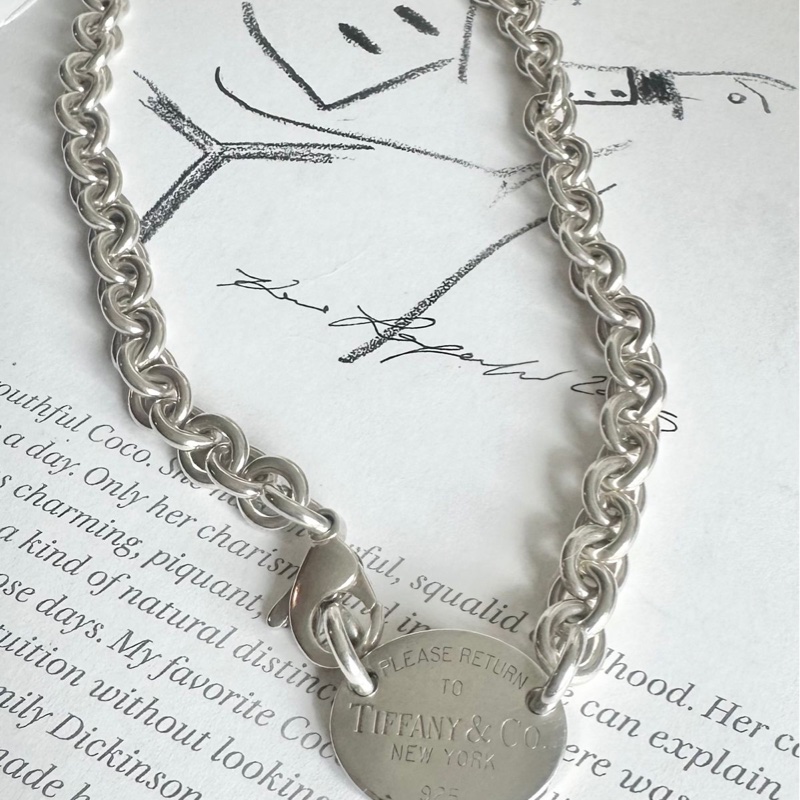 蒂芙尼橢圓牌純銀頸鏈 手鏈  項鏈 Tiffany & Co. 925 silver choker necklace-0