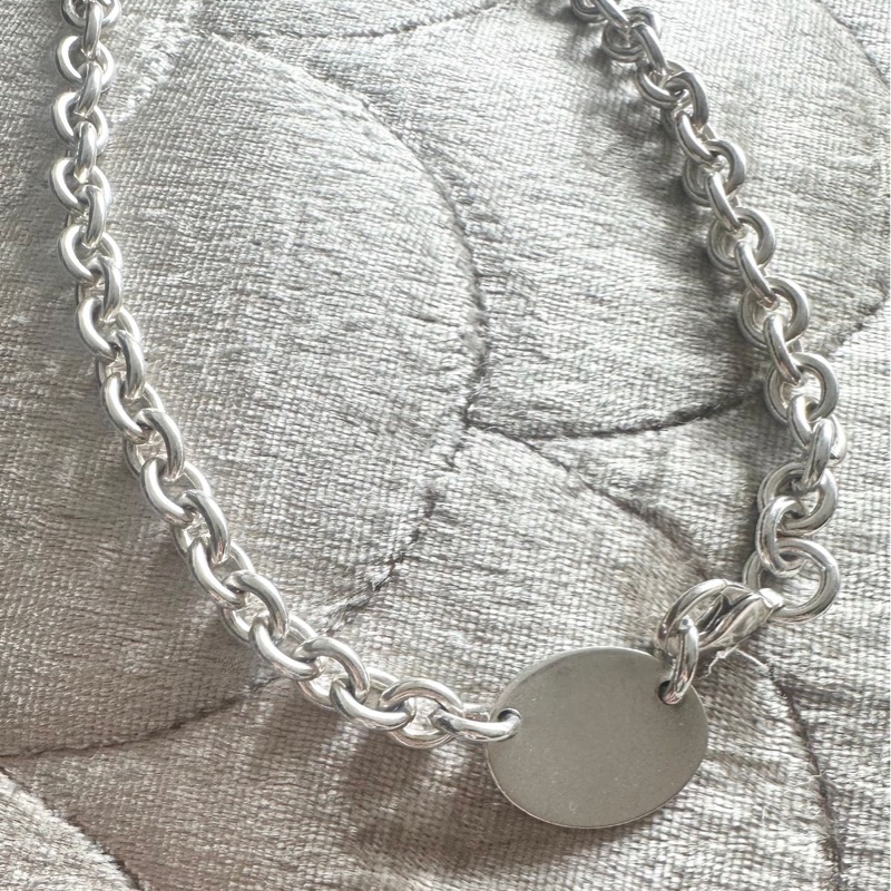 蒂芙尼橢圓牌純銀頸鏈 手鏈  項鏈 Tiffany & Co. 925 silver choker necklace-13