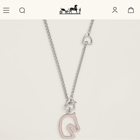 Hermes 愛馬仕 Tonnerre 銀馬首項鍊 銀色  雙面戴