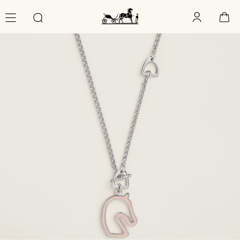 Hermes 愛馬仕 Tonnerre 銀馬首項鍊 銀色  雙面戴-0