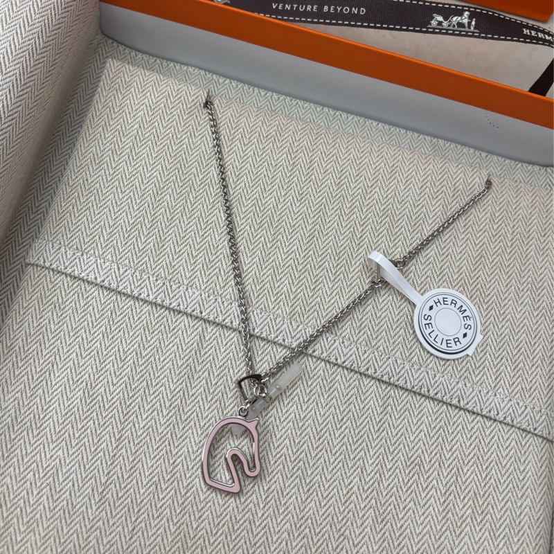 Hermes 愛馬仕 Tonnerre 銀馬首項鍊 銀色  雙面戴-5