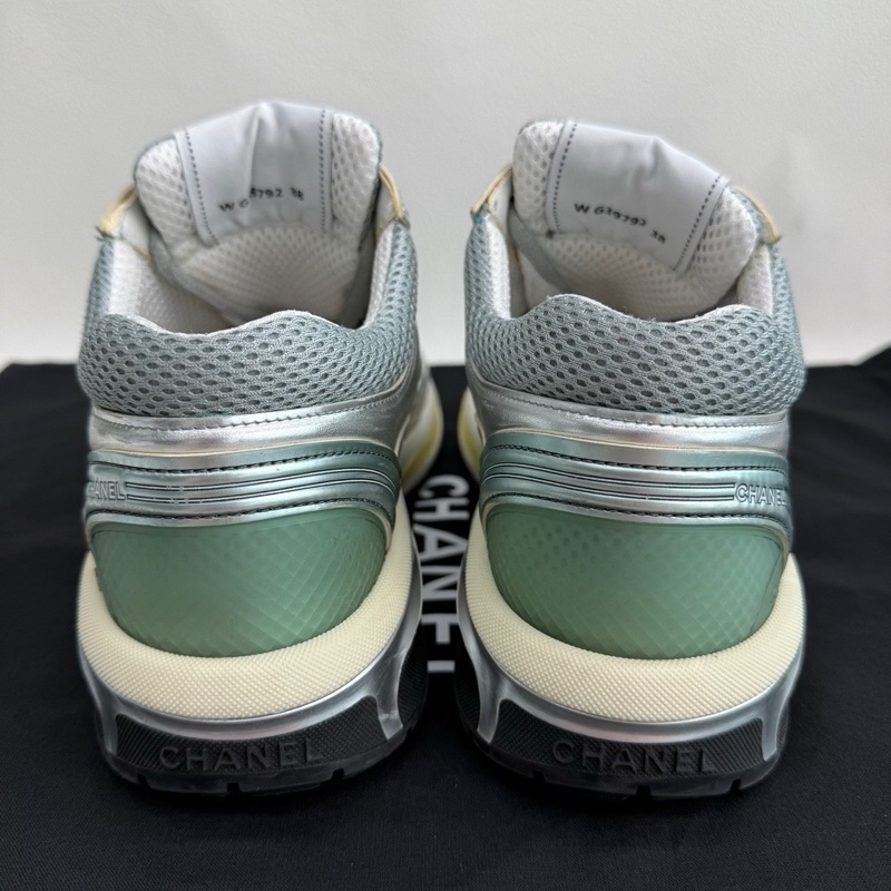 CHANEL香奈兒 徽標系帶 減震耐磨 低幫 生活休閒鞋 女款 銀角大王 灰藍配色 38碼-4