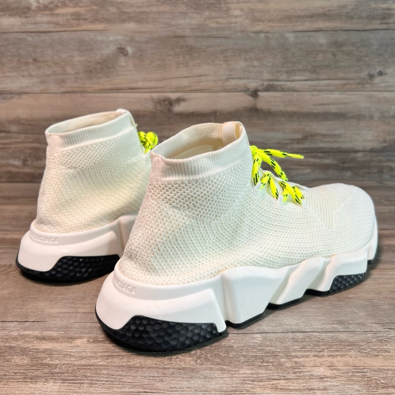 97新Balenciage巴黎世家 Speed Lace up 襪子鞋 編織 白色 白綠 45碼-2