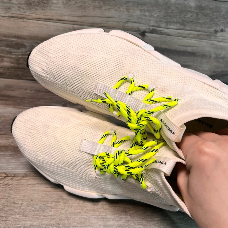 97新Balenciage巴黎世家 Speed Lace up 襪子鞋 編織 白色 白綠 45碼-4