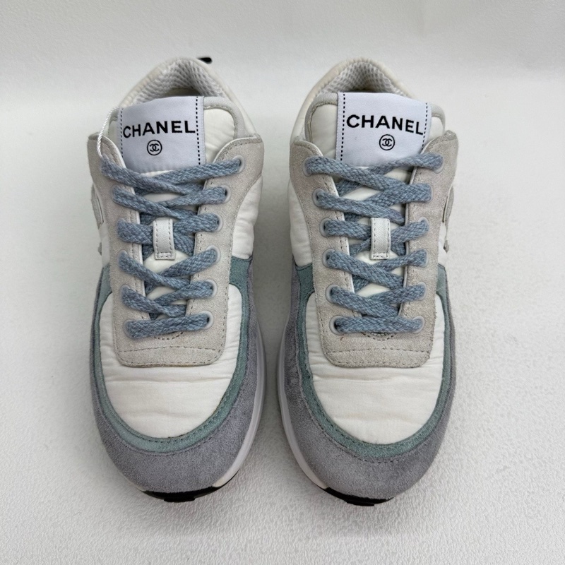 CHANEL香奈兒 圓頭系帶 生活休閒鞋白藍色  35.5碼-1