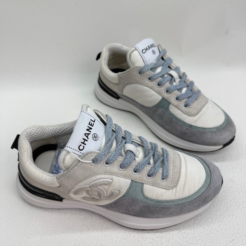 CHANEL香奈兒 圓頭系帶 生活休閒鞋白藍色  35.5碼-2