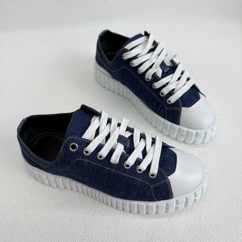 HERMES愛馬仕 藍白色 牛仔布料丹寧色 餅乾鞋 35碼-2