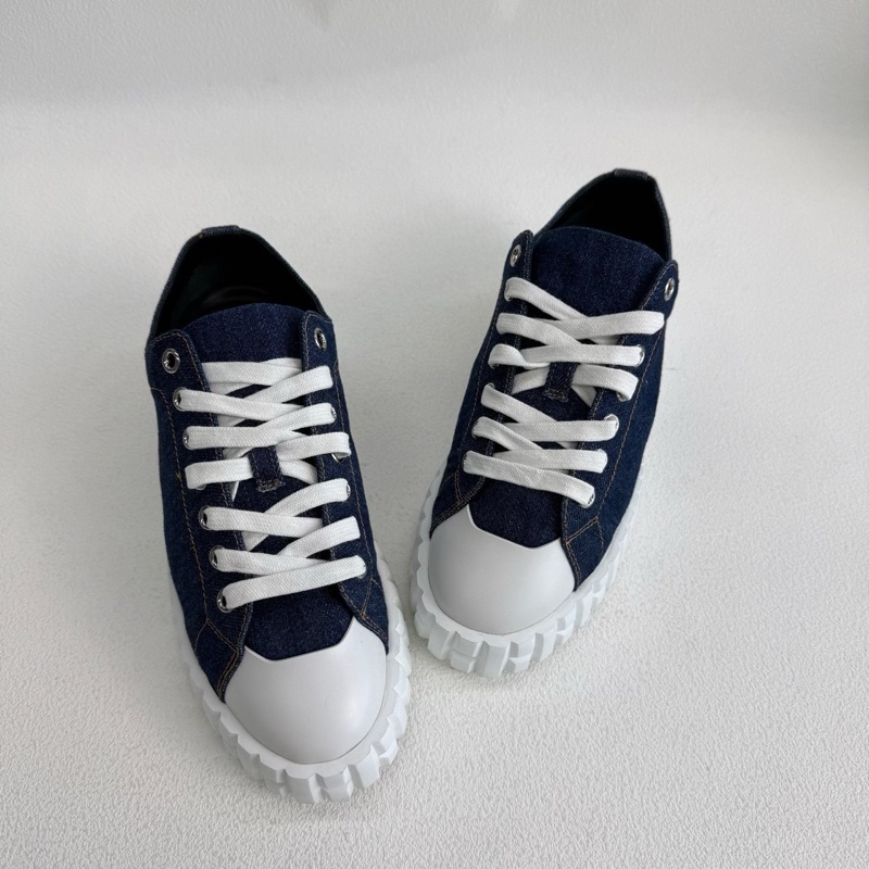 HERMES愛馬仕 藍白色 牛仔布料丹寧色 餅乾鞋 35碼-5
