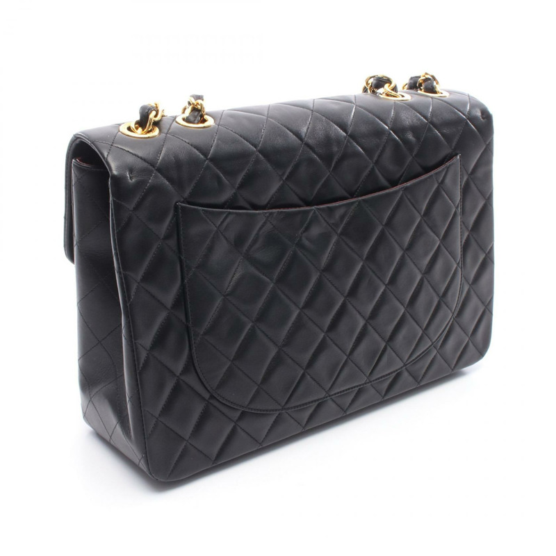 香奈兒 Jumbo Matelasse34 鏈條肩背包,羊皮材質,黑色,二手,金色五金-1