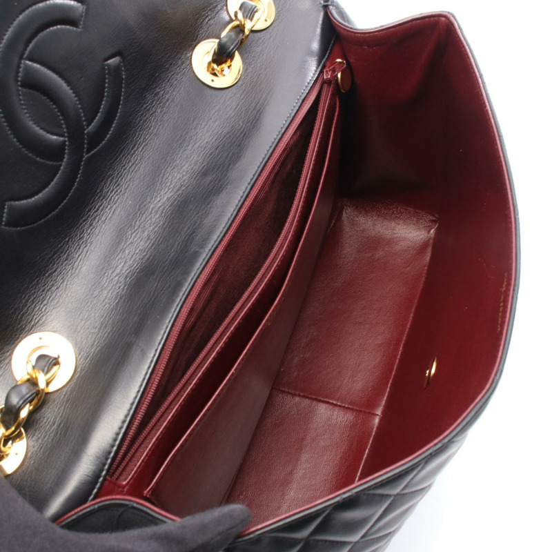 香奈兒 Jumbo Matelasse34 鏈條肩背包,羊皮材質,黑色,二手,金色五金-2