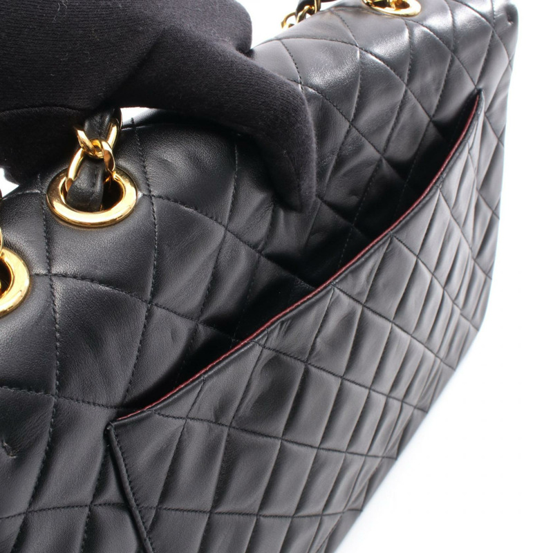香奈兒 Jumbo Matelasse34 鏈條肩背包,羊皮材質,黑色,二手,金色五金-5
