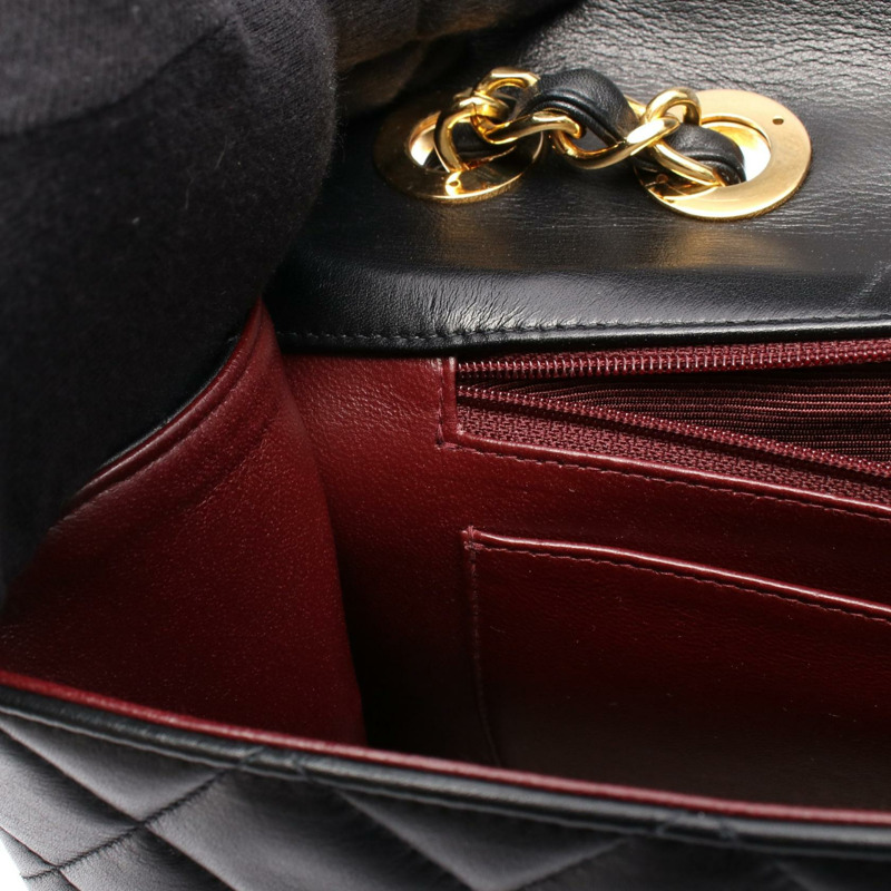 香奈兒 Jumbo Matelasse34 鏈條肩背包,羊皮材質,黑色,二手,金色五金-6