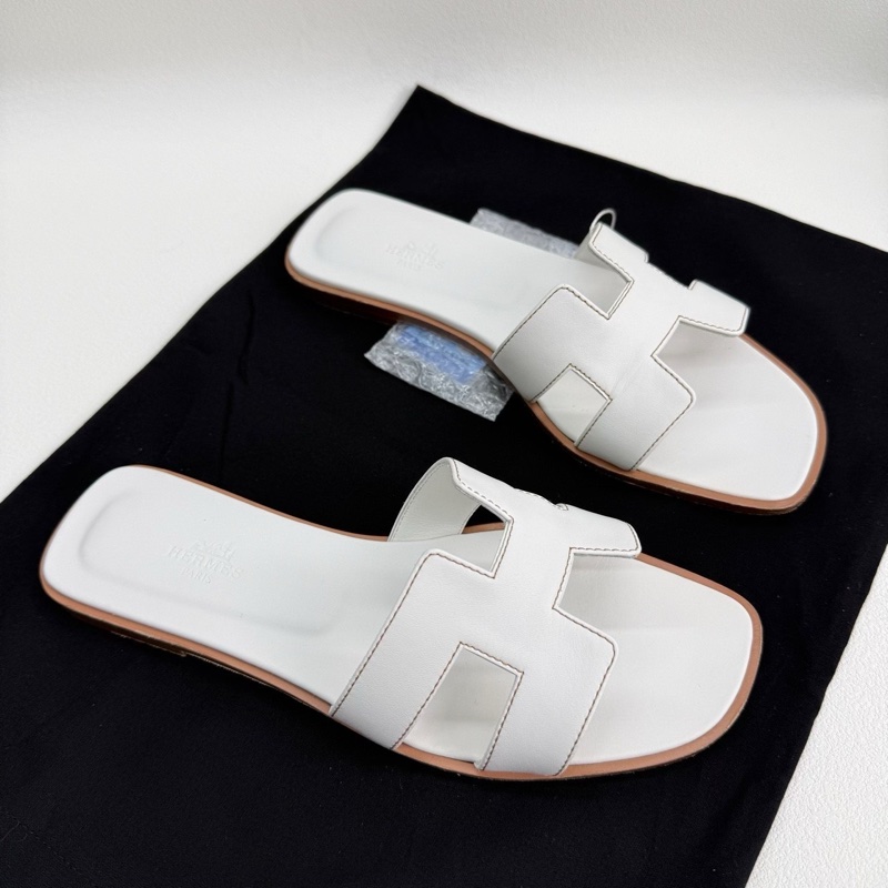 HERMES 愛馬仕Oran 白色H型涼鞋拖鞋 38.5碼-2