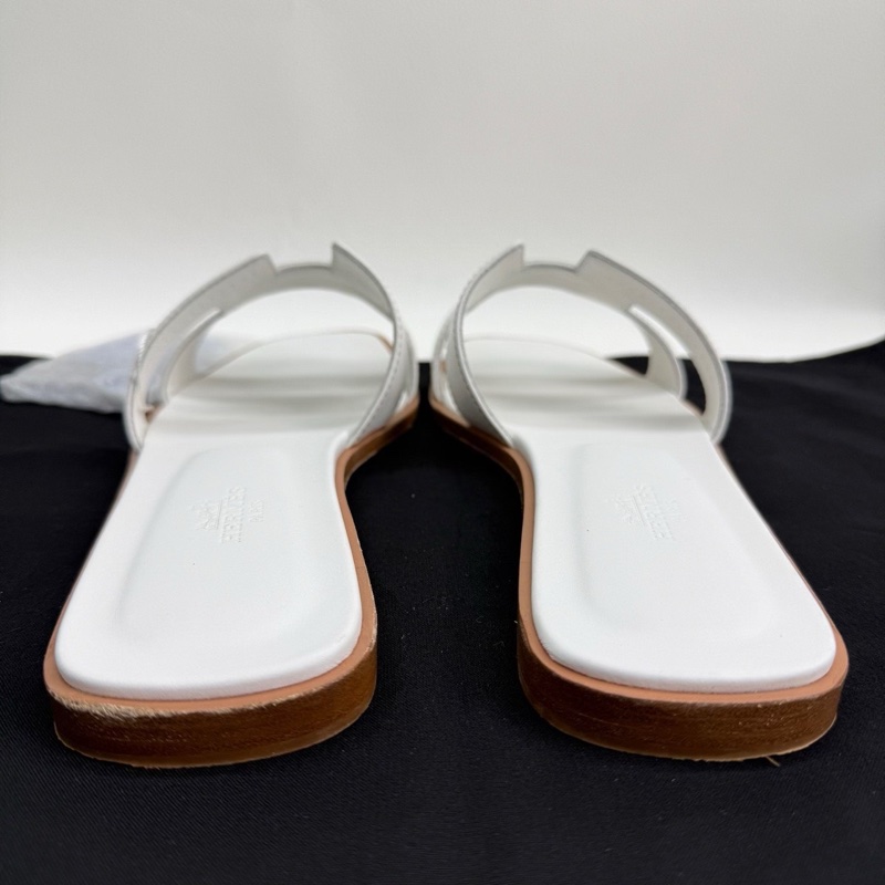 HERMES 愛馬仕Oran 白色H型涼鞋拖鞋 38.5碼-4