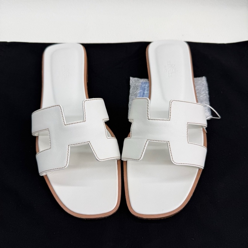HERMES 愛馬仕Oran 白色H型涼鞋拖鞋 38.5碼-6